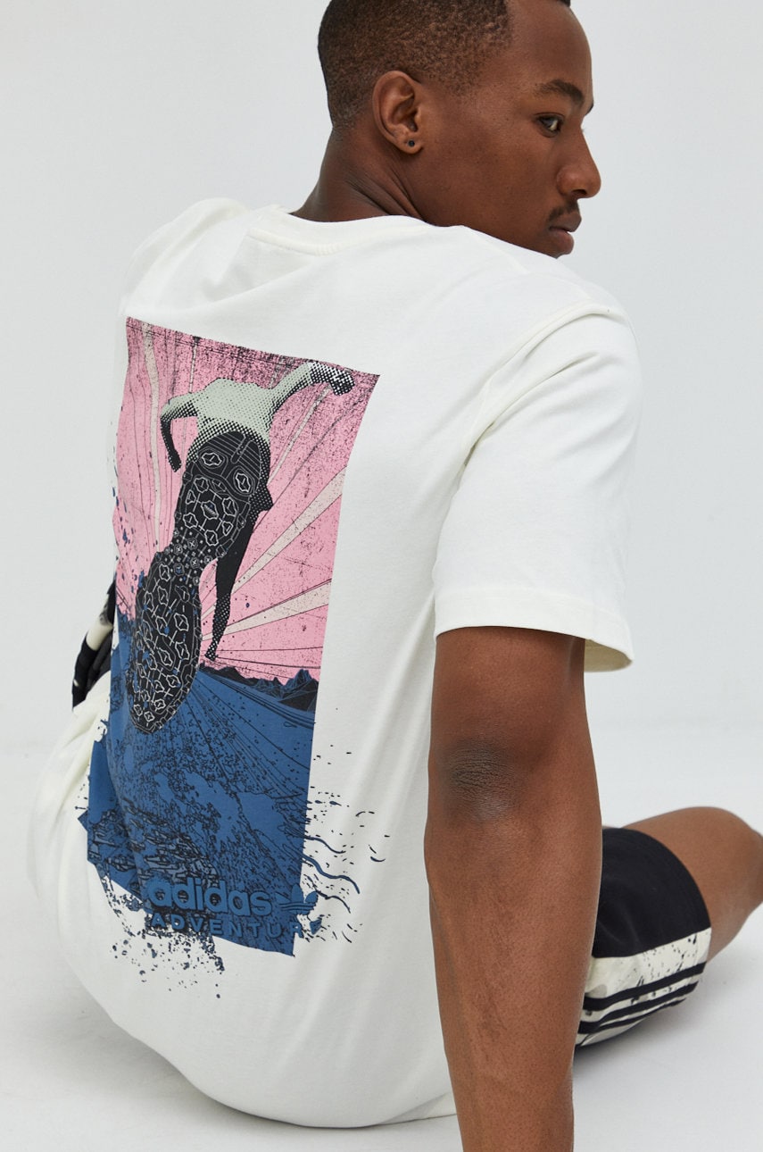 adidas Originals tricou din bumbac culoarea bej, modelator