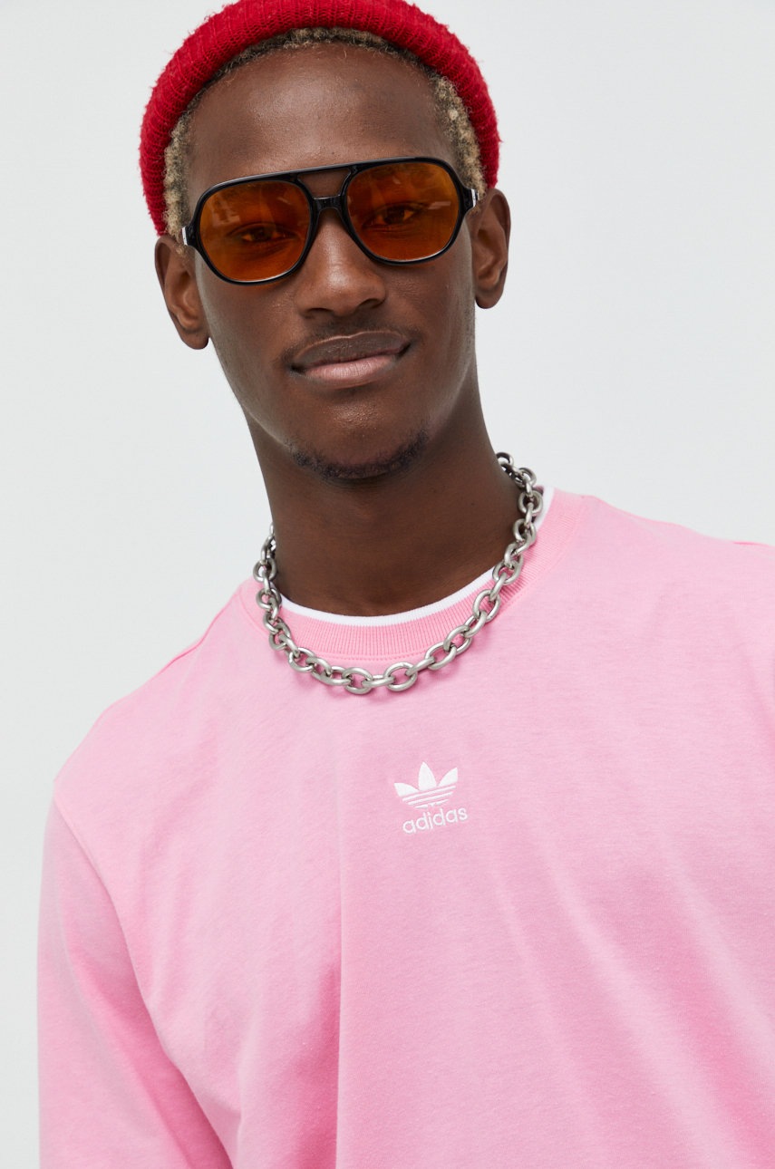 

Памучна тениска adidas Originals в розово с изчистен дизайн, Розов