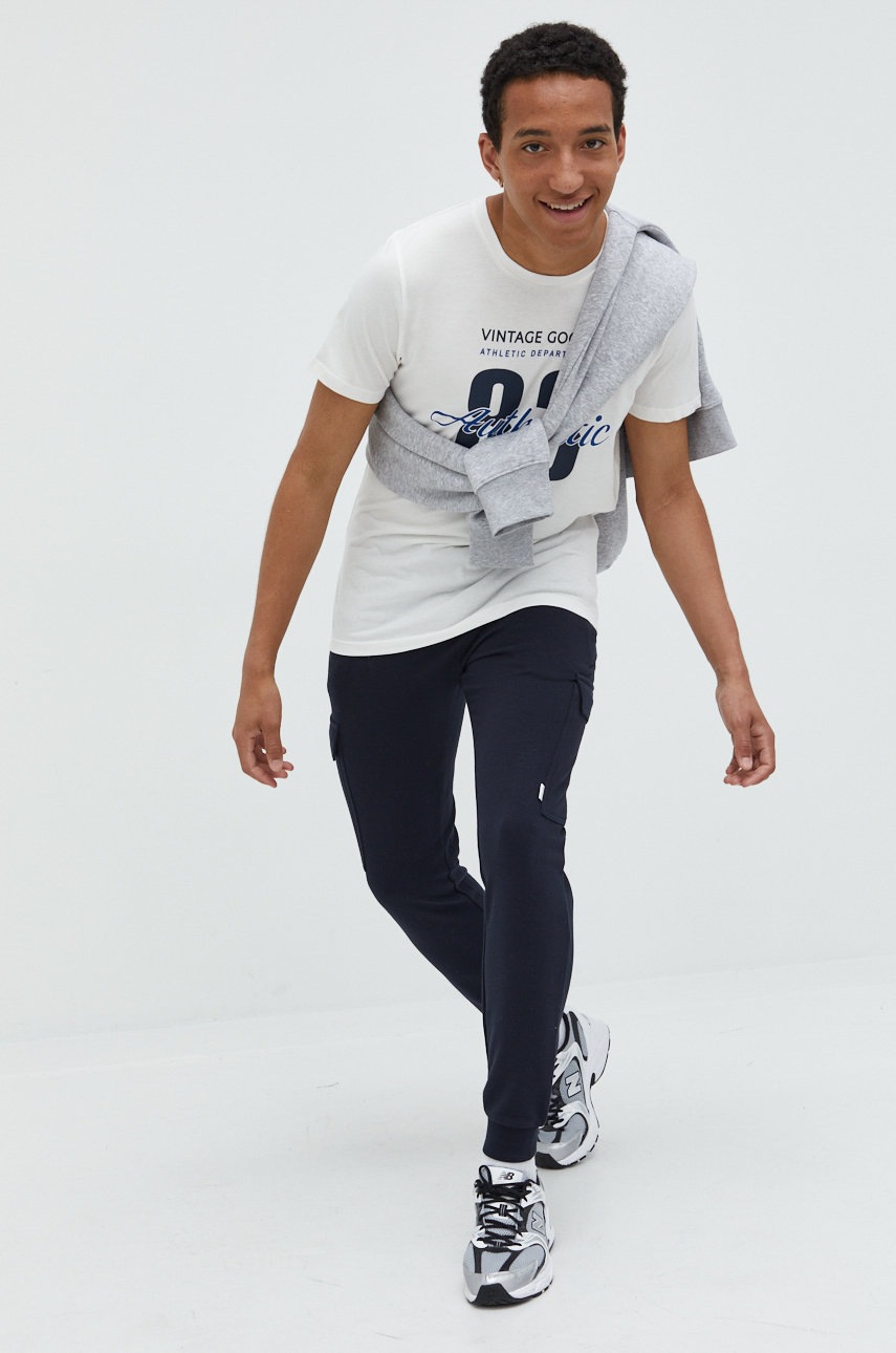 

Памучна тениска Produkt by Jack & Jones в бяло с принт, Бял