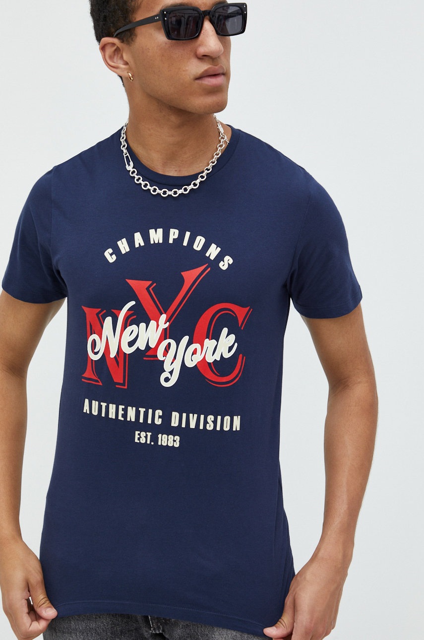 

Хлопковая футболка Produkt by Jack & Jones цвет синий с принтом