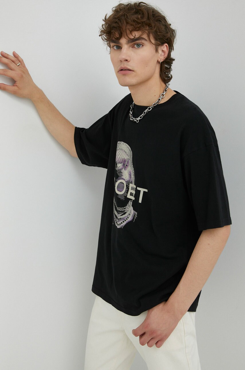 Young poets society tricou din bumbac knight yoricko culoarea negru, cu imprimeu