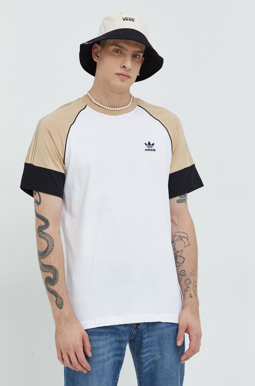 adidas Originals tricou din bumbac culoarea alb, modelator