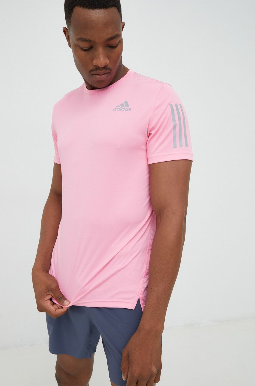 Adidas Performance t-shirt do biegania Own The Run kolor różowy gładki