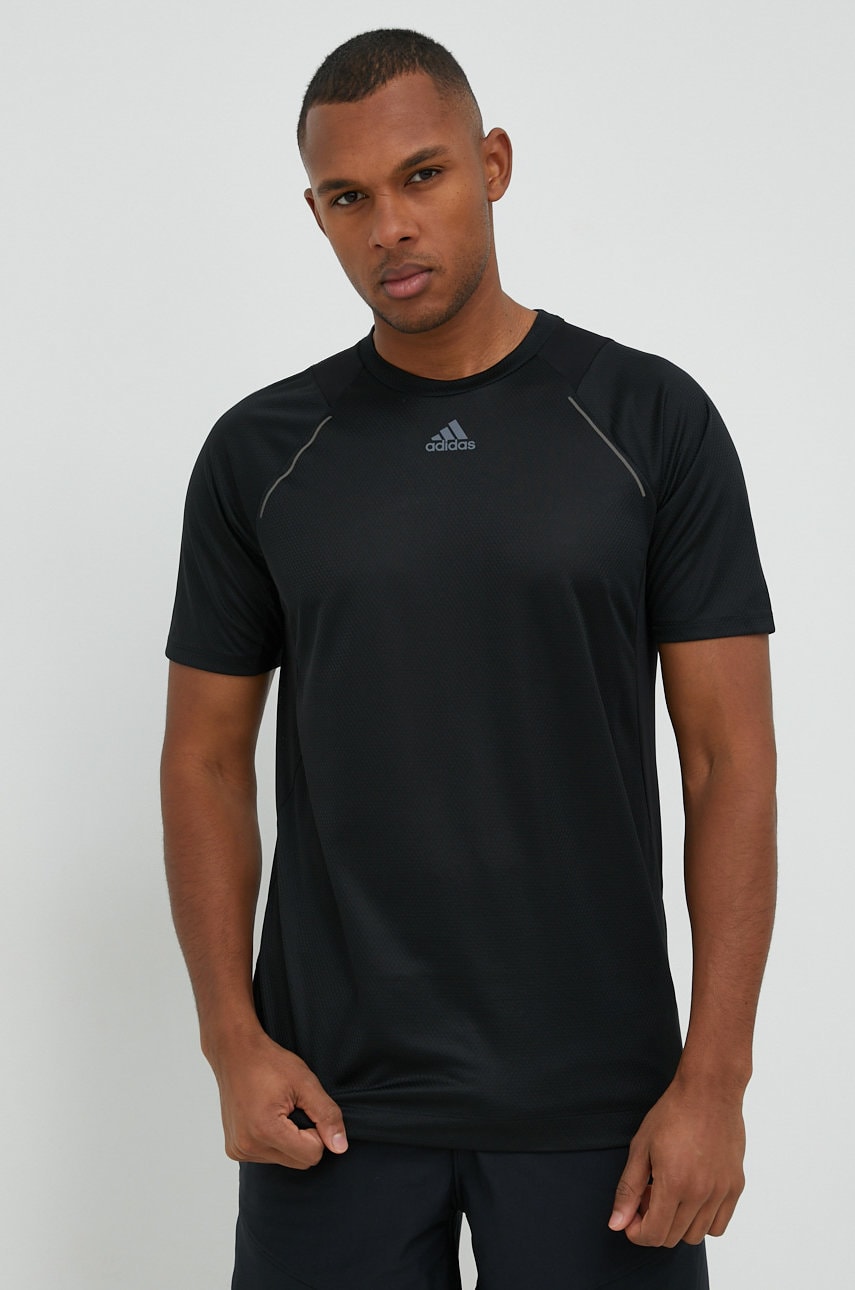 Adidas performance tricou de antrenament hiit spin culoarea negru, neted
