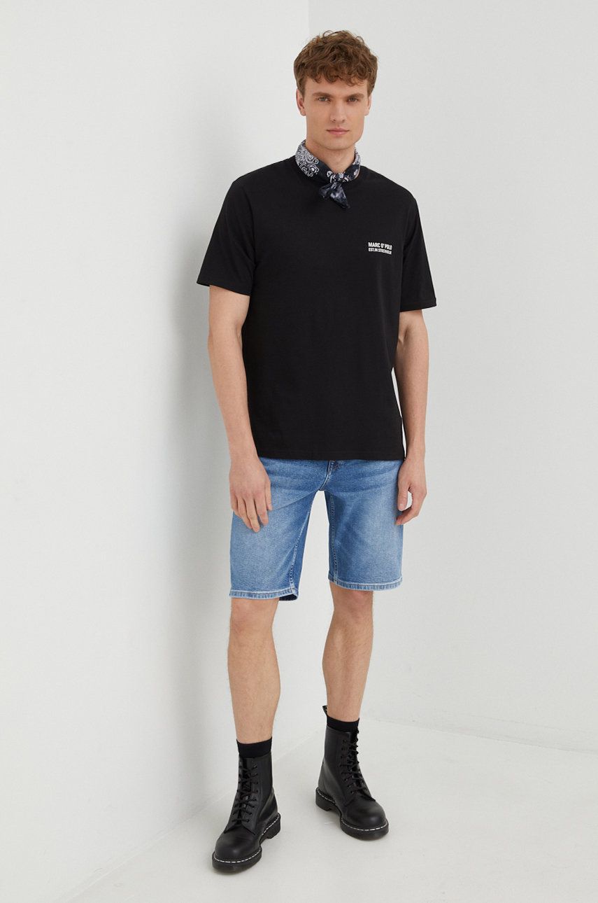 Marc O'Polo t-shirt bawełniany kolor czarny z nadrukiem