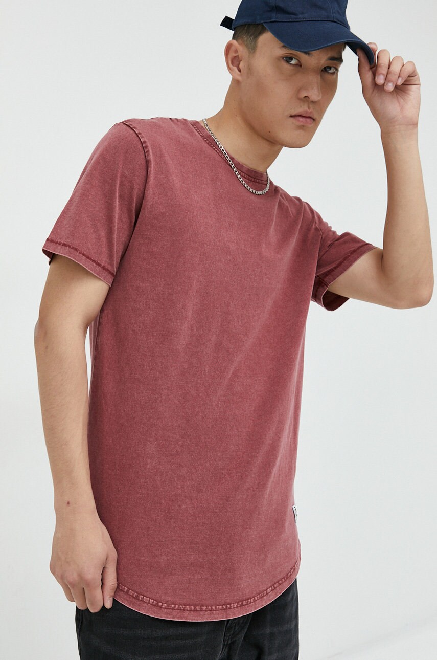 Only & sons tricou din bumbac culoarea bordo, melanj