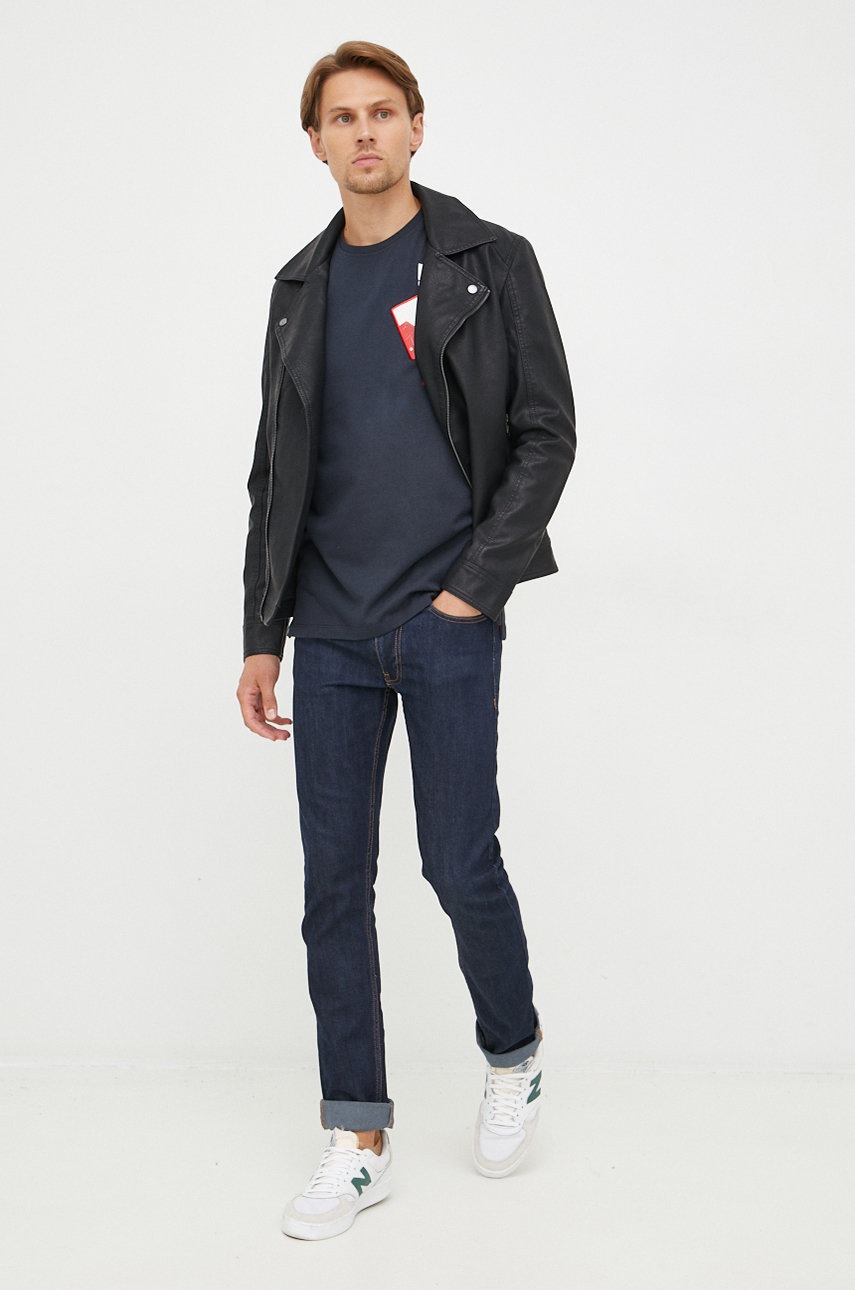 

Бавовняна футболка Pepe Jeans колір синій з аплікацією
