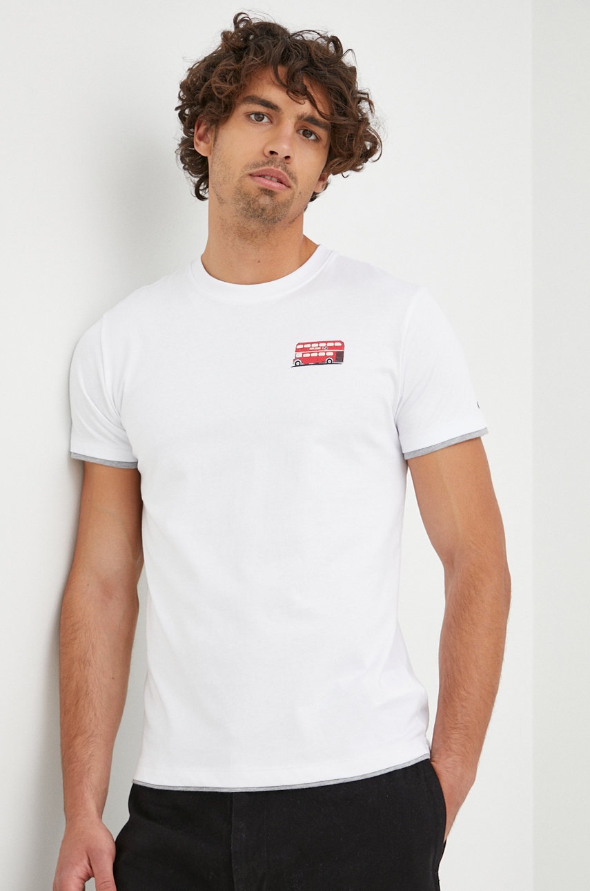 

Памучна тениска Pepe Jeans в бяло с принт, Бял