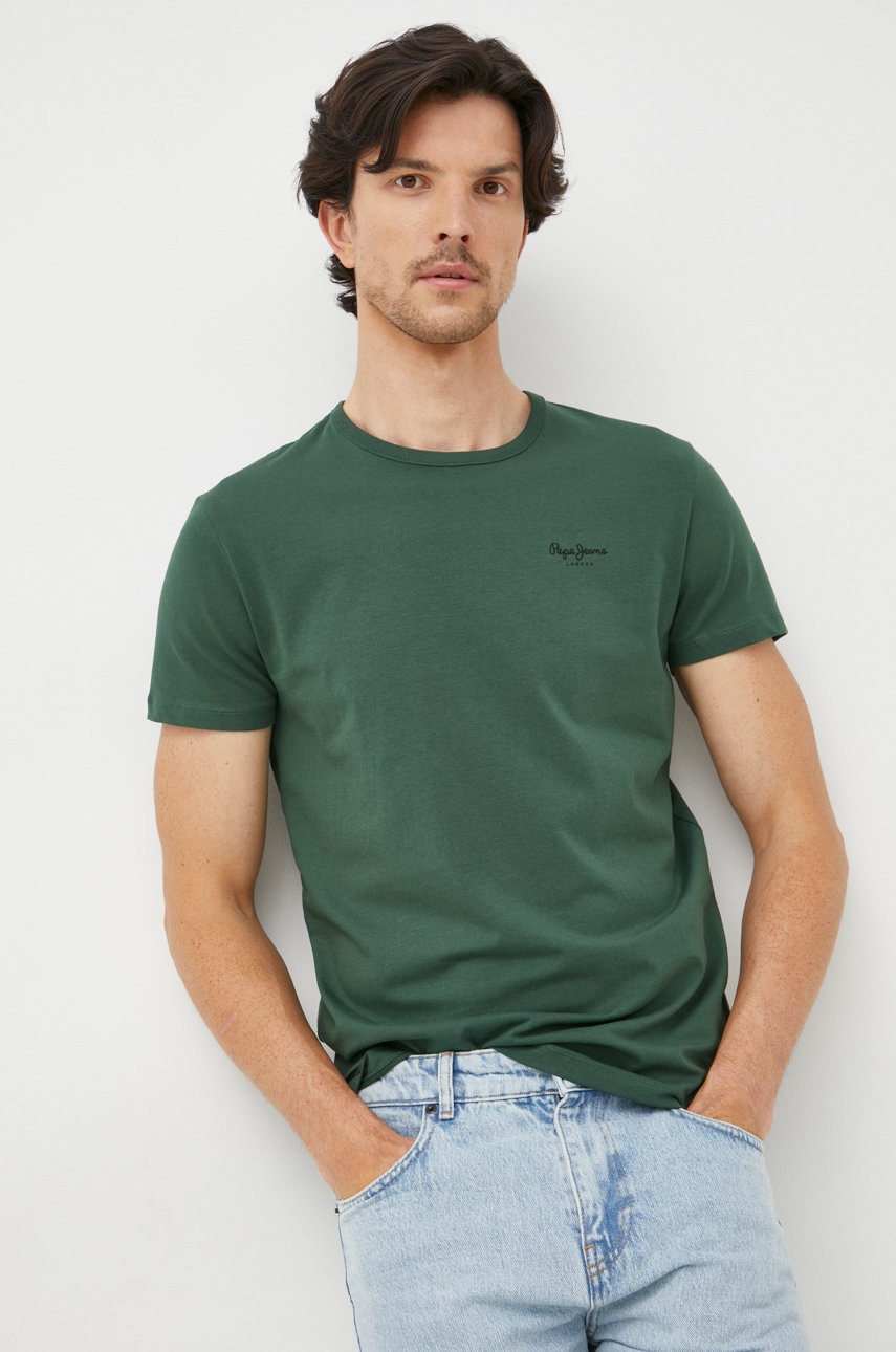 

Тениска Pepe Jeans в зелено с изчистен дизайн, Зелен