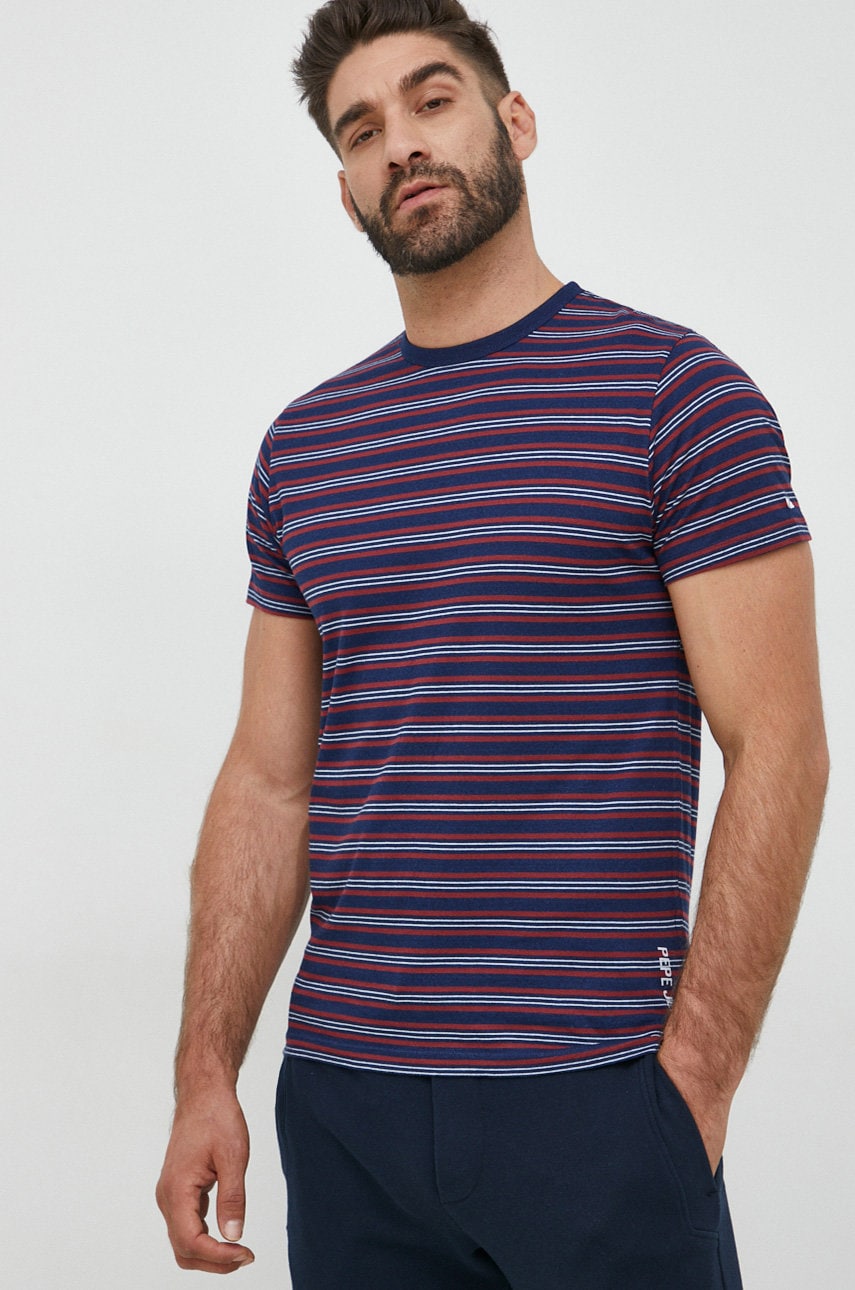 Pepe jeans tricou din bumbac samir culoarea albastru marin, modelator