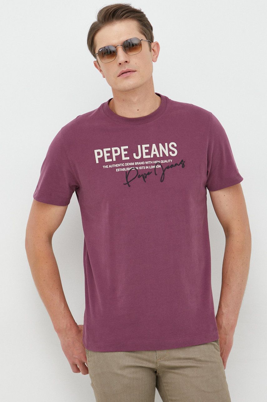 Pepe Jeans tricou din bumbac Scout culoarea violet, cu imprimeu answear.ro imagine noua