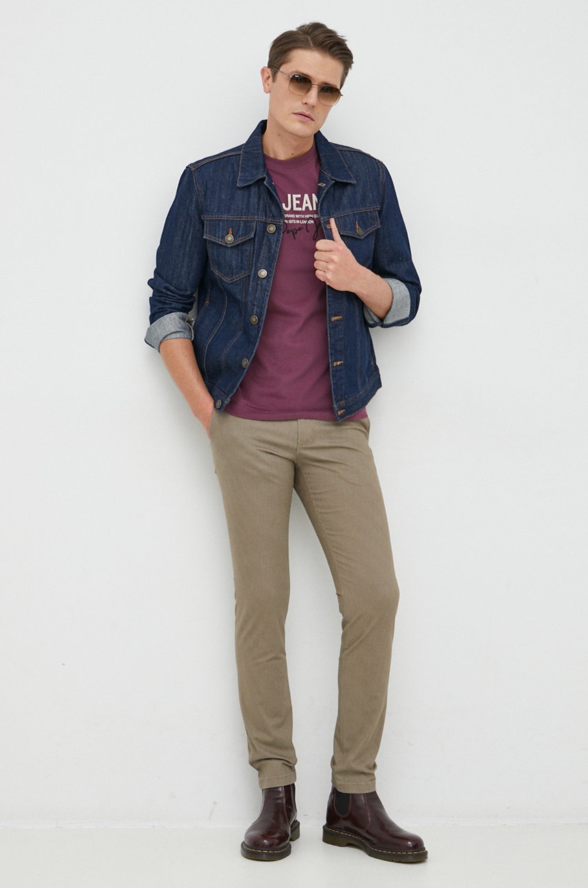 

Хлопковая футболка Pepe Jeans Scout цвет фиолетовый с принтом