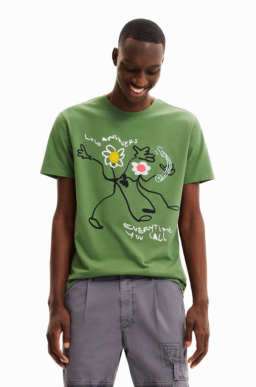 Desigual tricou din bumbac cu imprimeu