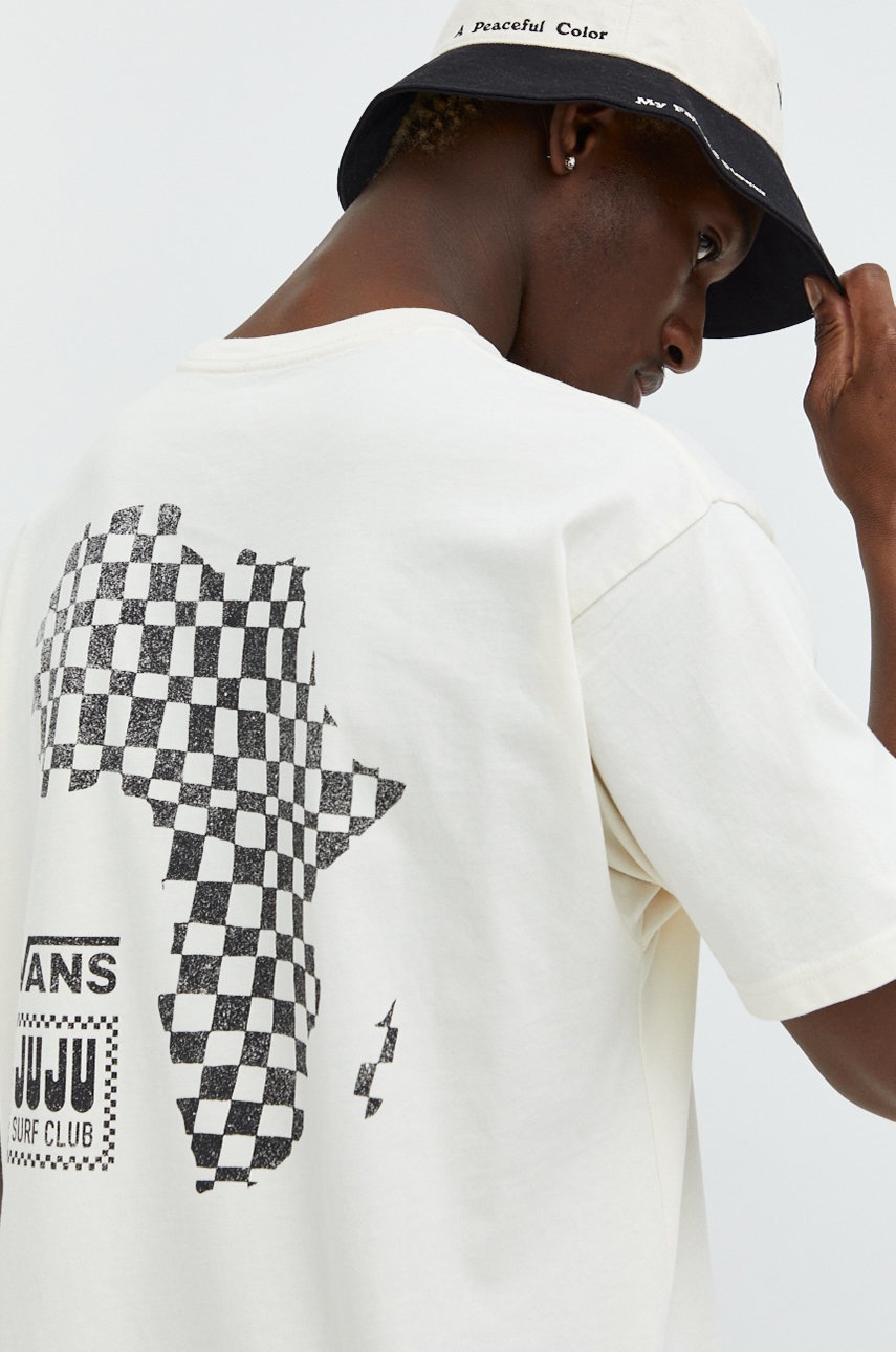

Памучна тениска Vans в бежово с принт, Бежов
