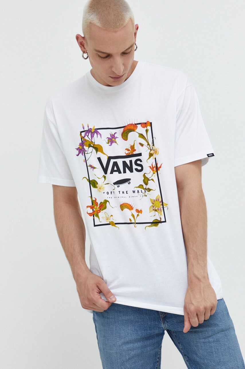 

Бавовняна футболка Vans колір білий з принтом