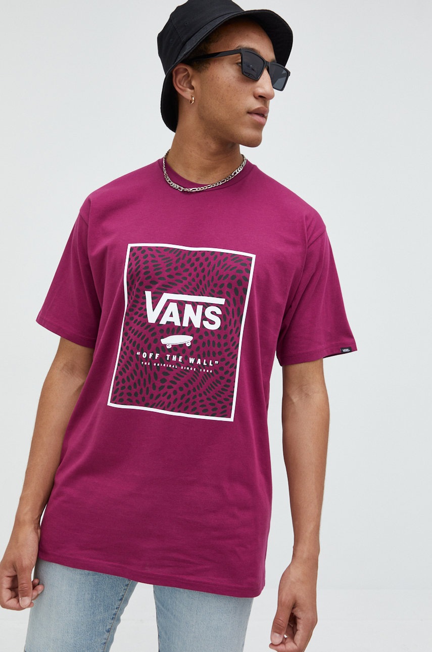 

Памучна тениска Vans в лилаво с принт, Виолетов