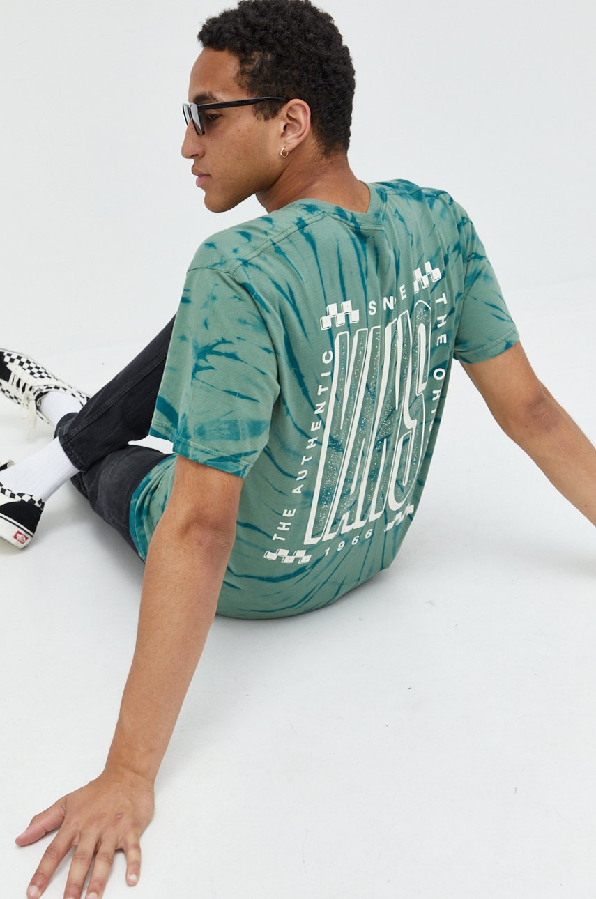 Vans tricou din bumbac culoarea verde, cu imprimeu