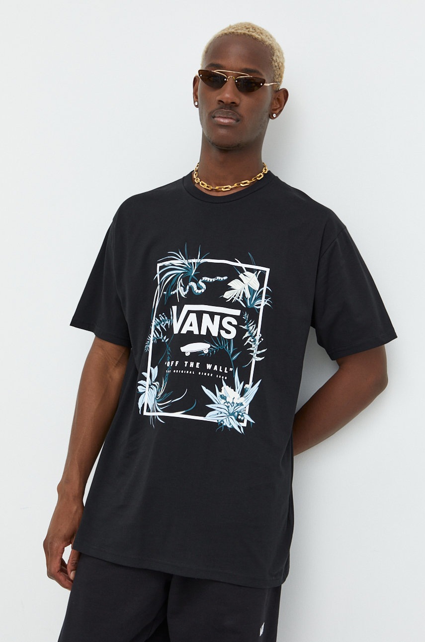 

Бавовняна футболка Vans колір чорний з принтом