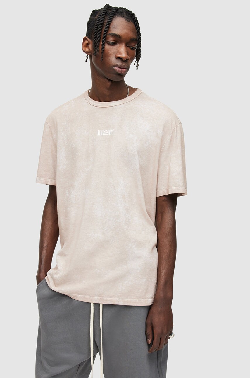 Allsaints tricou din bumbac culoarea roz, neted