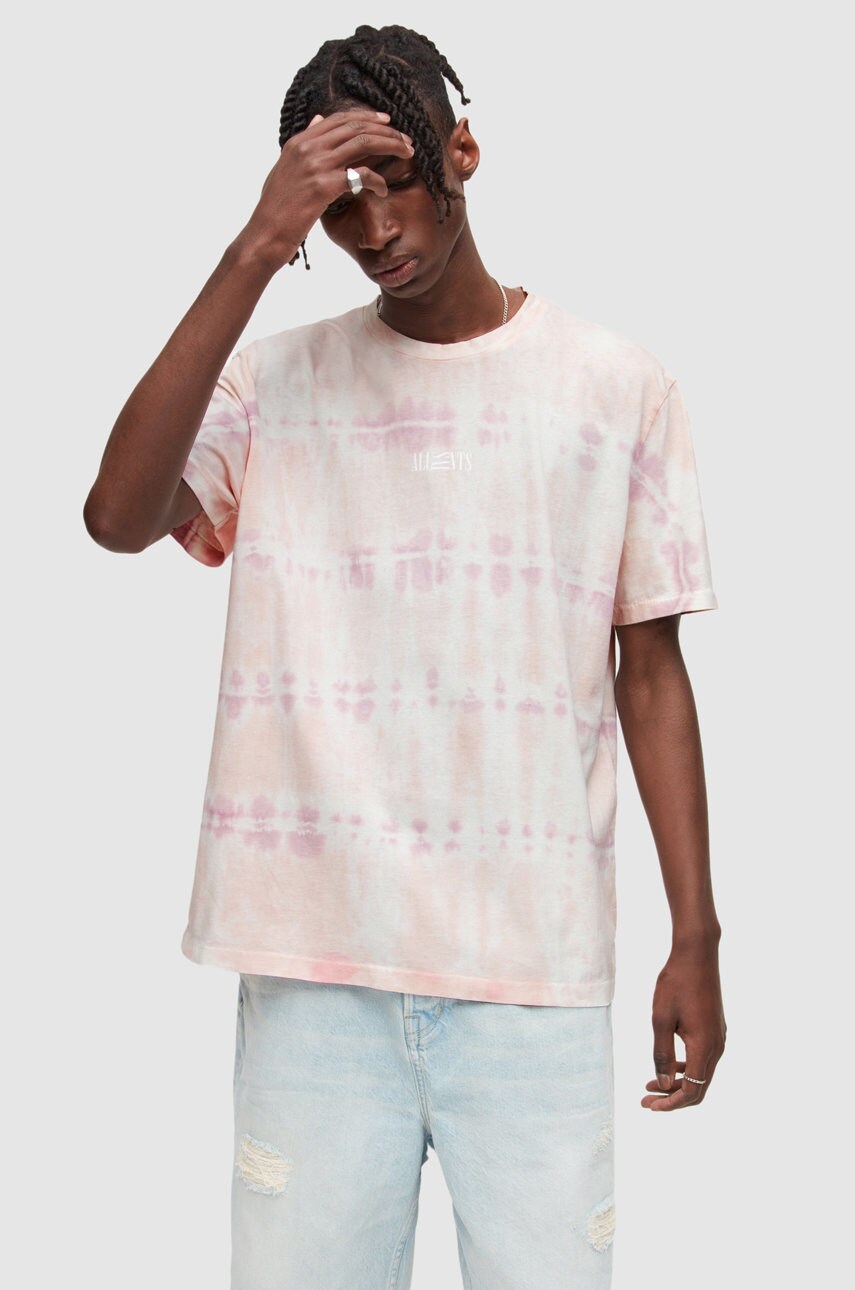 Allsaints tricou din bumbac culoarea roz, modelator
