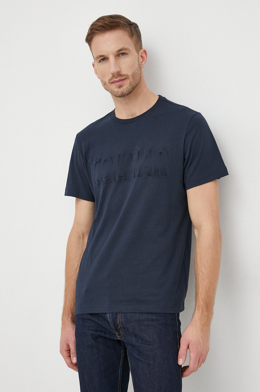 Colmar tricou din bumbac culoarea albastru marin, neted