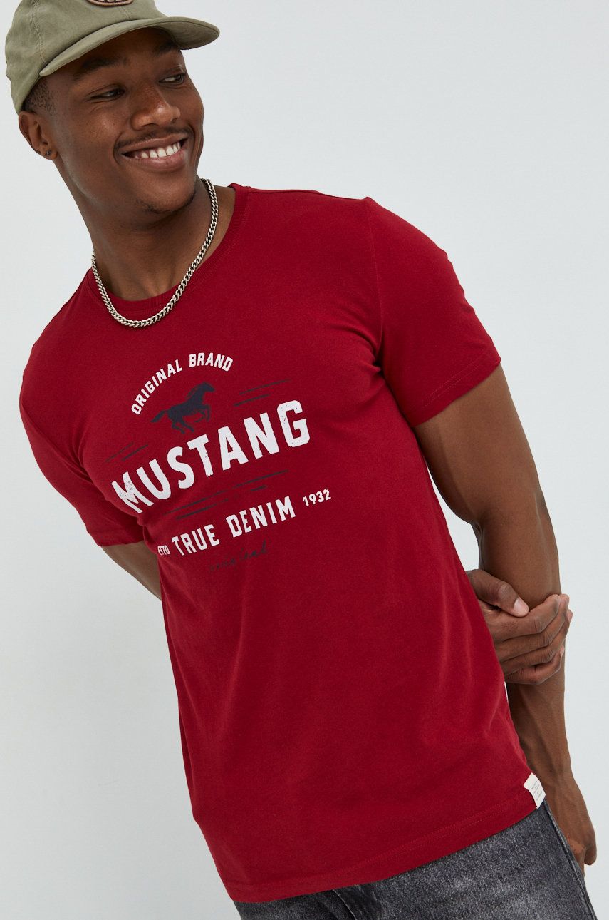 Mustang tricou din bumbac culoarea rosu, cu imprimeu answear.ro imagine noua