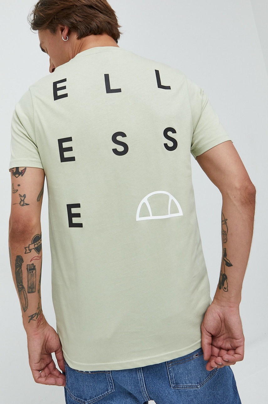 

Памучна тениска Ellesse в зелено с принт, Зелен