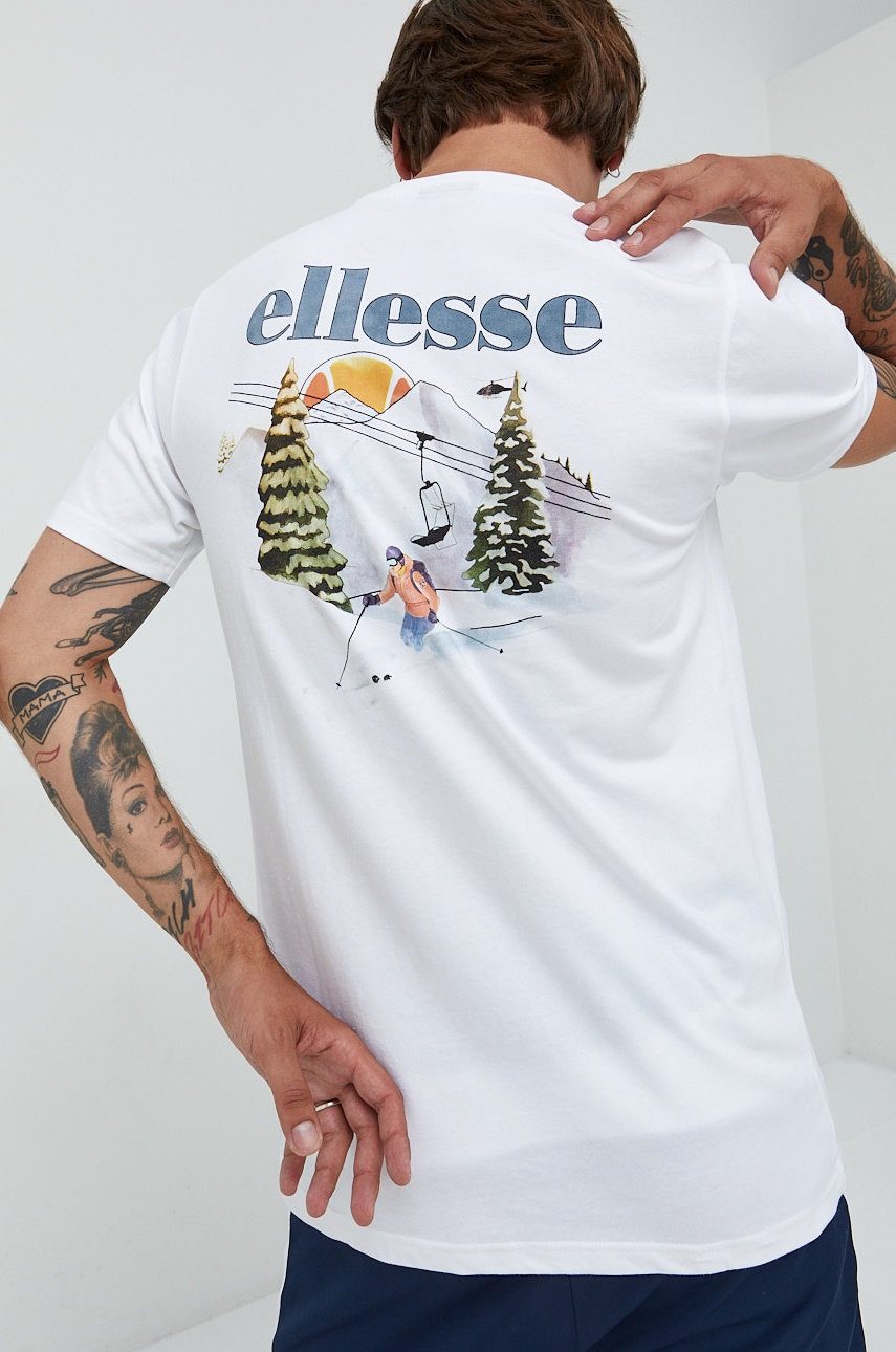 

Хлопковая футболка Ellesse цвет белый с принтом