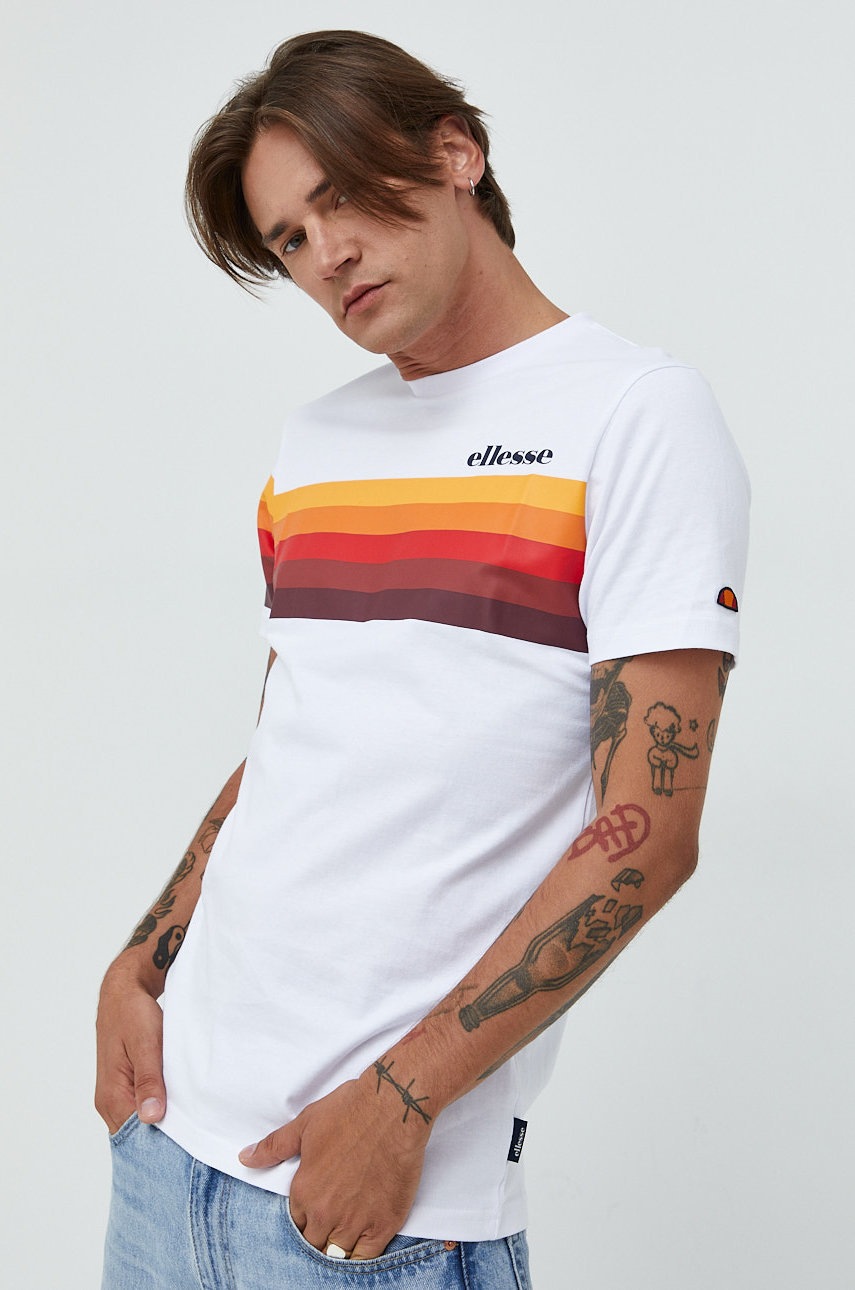 

Бавовняна футболка Ellesse колір білий з принтом