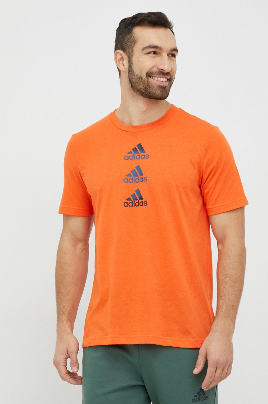 Adidas Performance tricou de antrenament Design to Move culoarea portocaliu, cu imprimeu