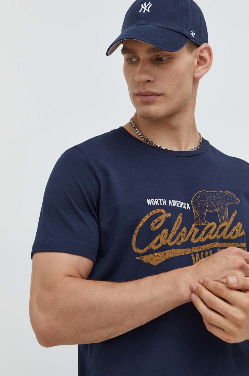 

Памучна тениска Produkt by Jack & Jones в тъмносиньо с принт, Тъмносин