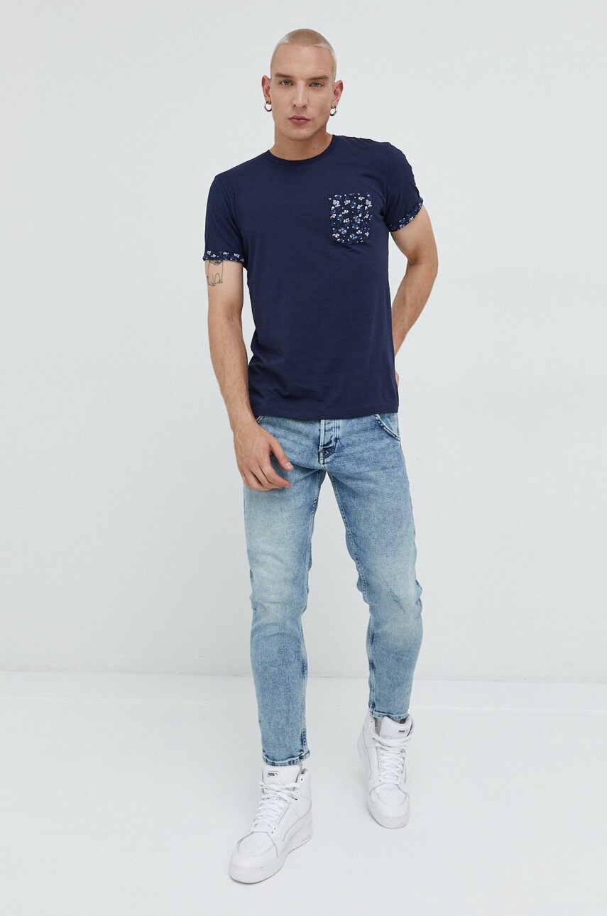 

Бавовняна футболка Produkt by Jack & Jones колір синій з принтом
