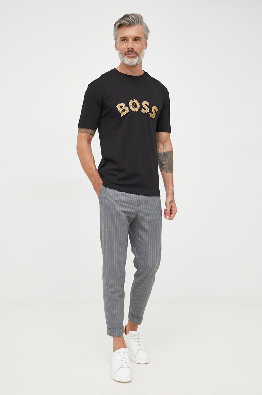 

Хлопковая футболка BOSS Boss Athleisure цвет чёрный с принтом