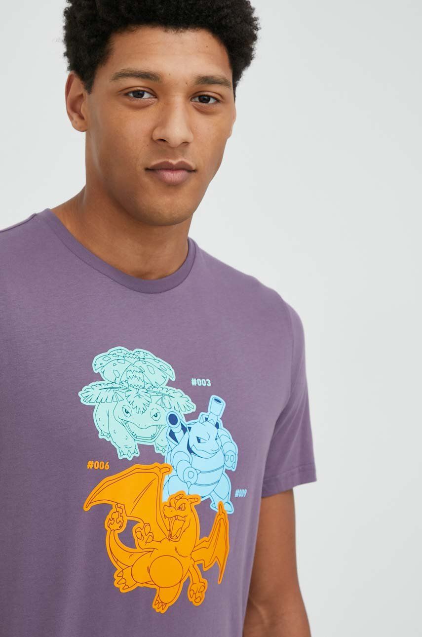 Puma tricou din bumbac X POKEMON culoarea violet, cu imprimeu