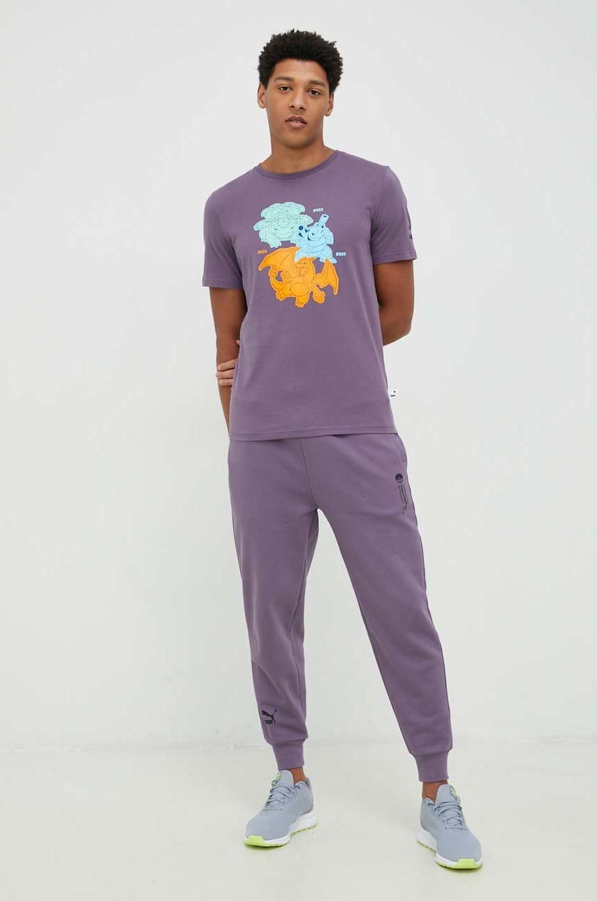 

Хлопковая футболка Puma X POKEMON цвет фиолетовый с принтом