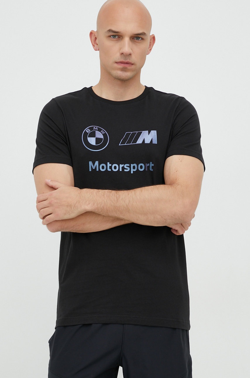 

Памучна тениска Puma X Bmw в черно с принт, Черен