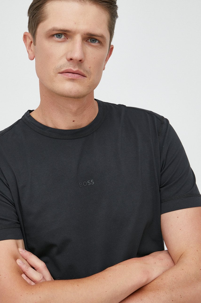 Boss tricou din bumbac boss casual, culoarea negru, neted