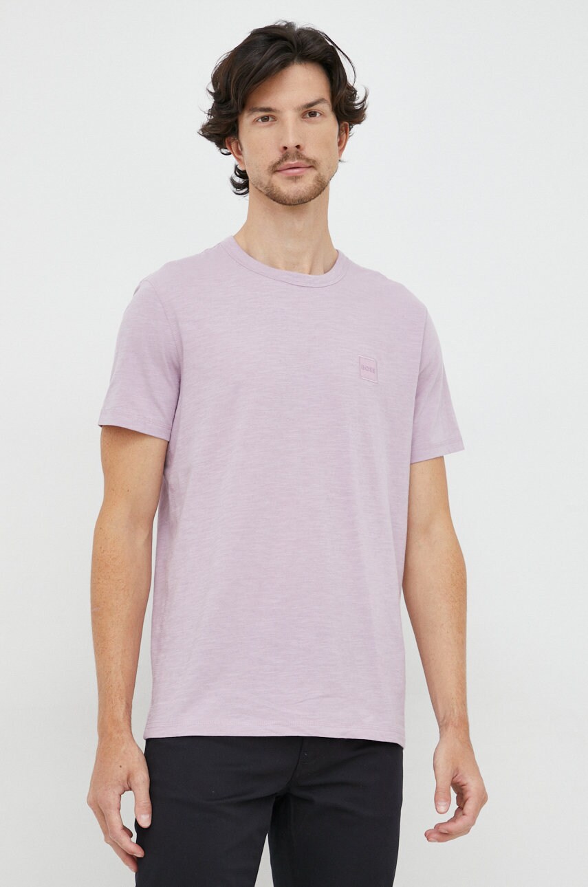 Boss tricou din bumbac boss casual , culoarea roz, neted