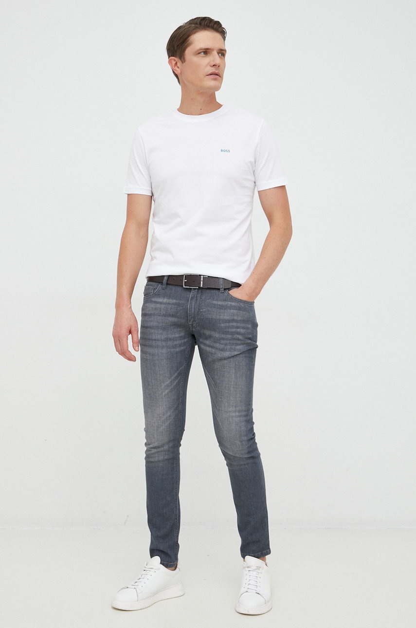 

Хлопковая футболка BOSS Boss Casual цвет белый однотонная