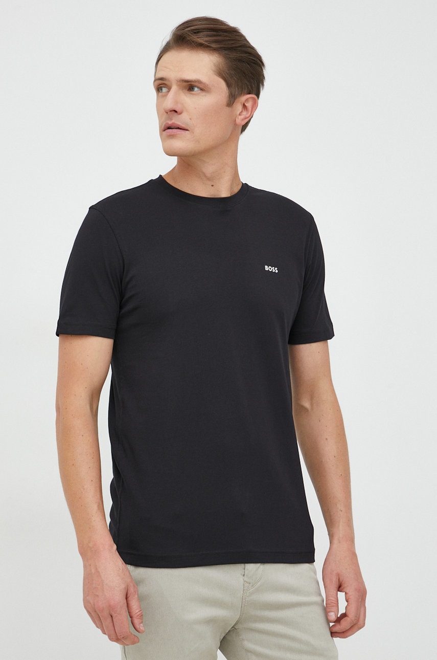 

Хлопковая футболка BOSS Boss Casual цвет чёрный однотонная
