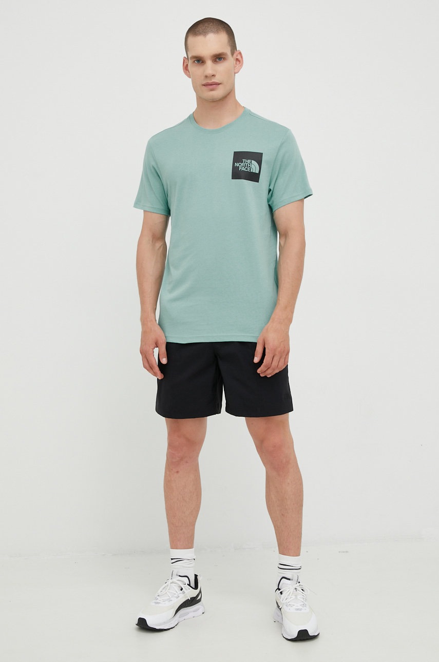 

Футболка The North Face мужской цвет бирюзовый однотонный