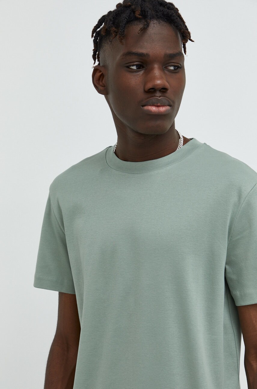 Bruuns bazaar tricou din bumbac culoarea verde, neted