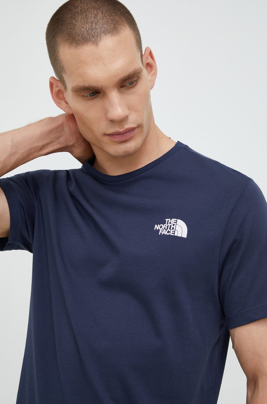 

Памучна тениска The North Face в тъмносиньо с изчистен дизайн, Тъмносин