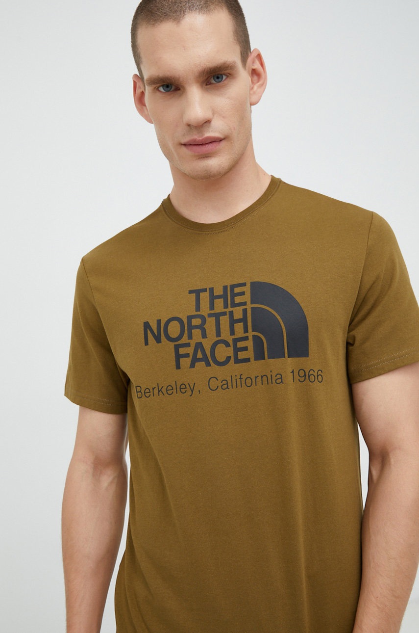 

Памучна тениска The North Face в зелено с принт, Зелен