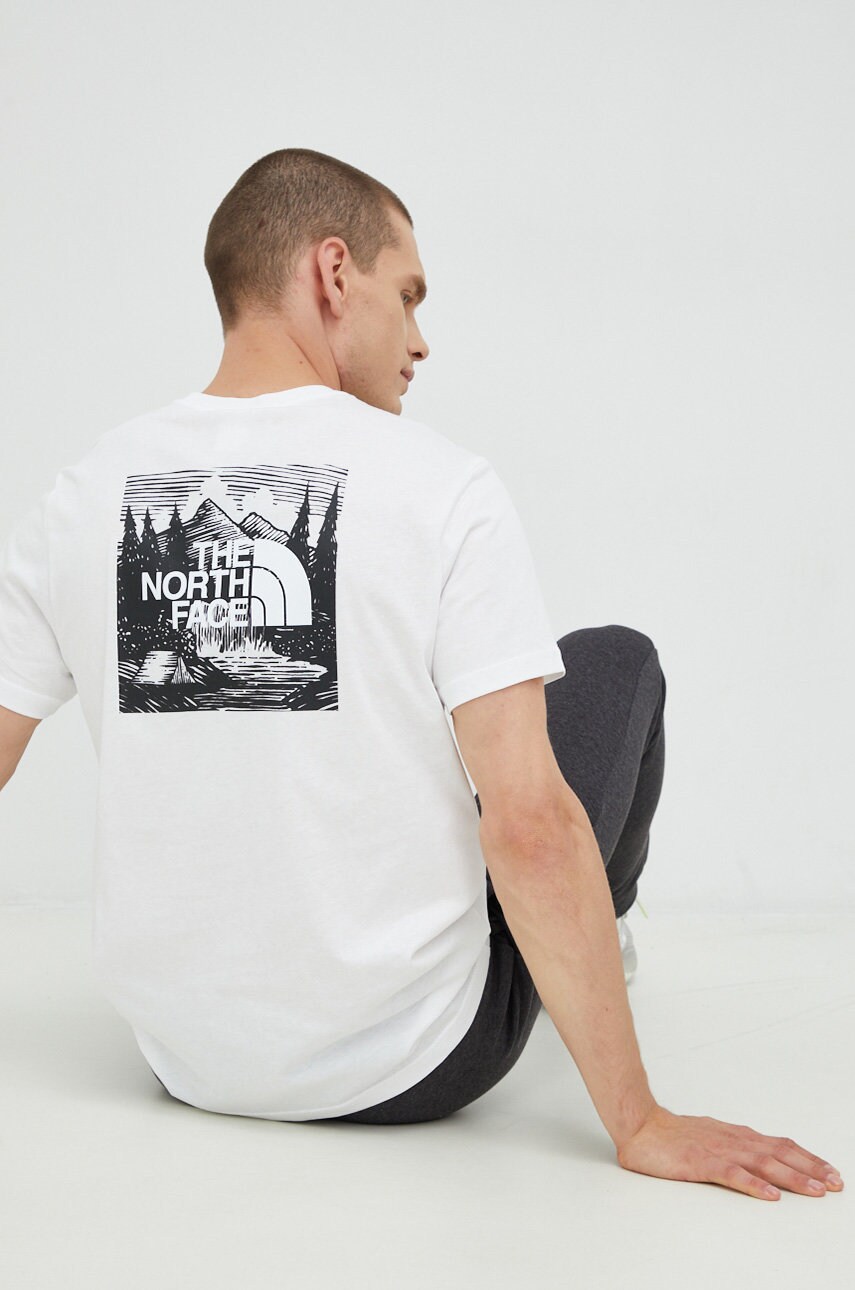 

Бавовняна футболка The North Face колір білий з принтом