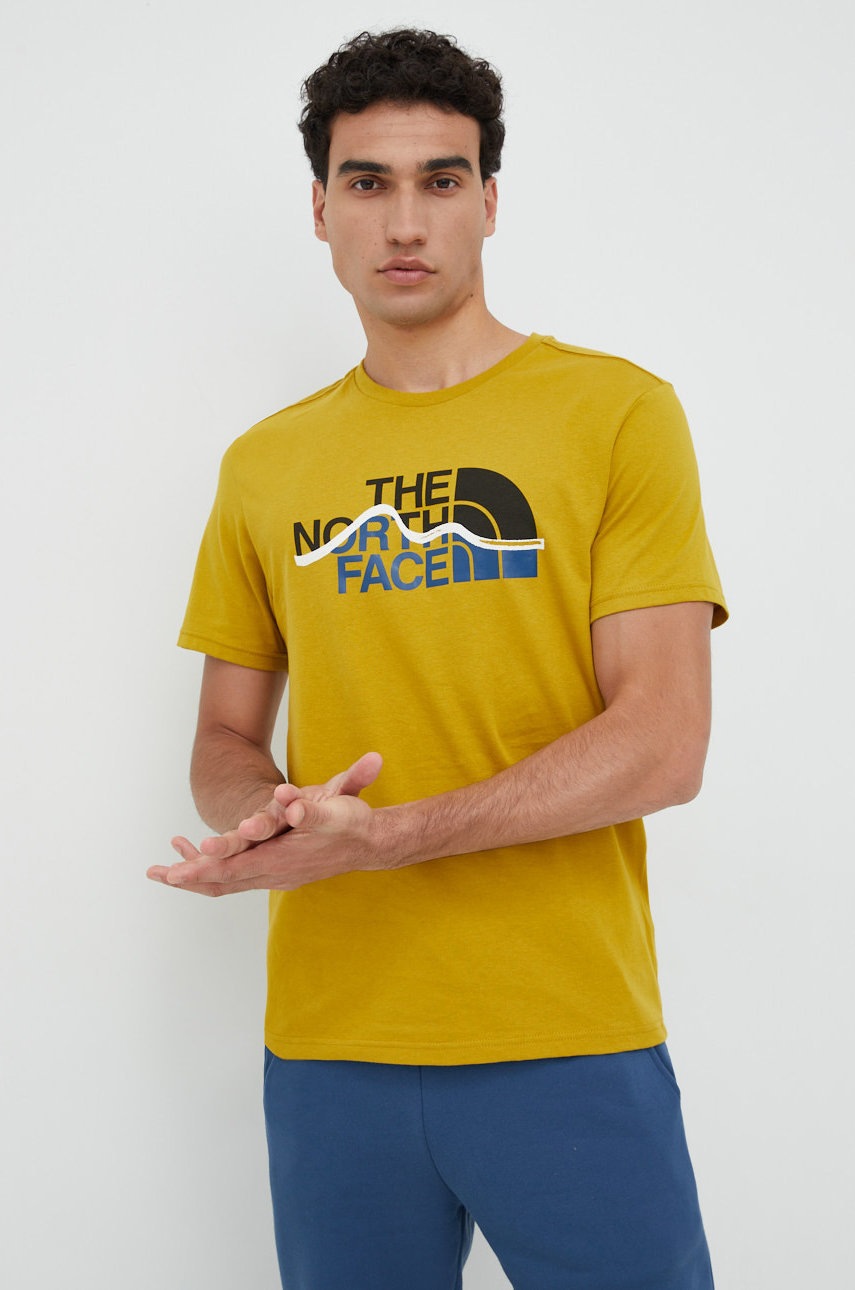 

Памучна тениска The North Face в зелено с принт, Зелен