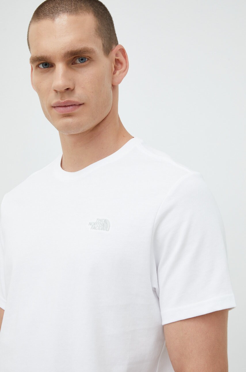 The north face tricou din bumbac culoarea alb, neted