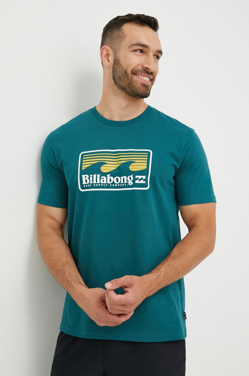 Billabong tricou din bumbac culoarea verde, cu imprimeu