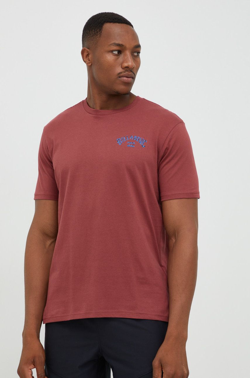 Billabong t-shirt bawełniany kolor bordowy z nadrukiem