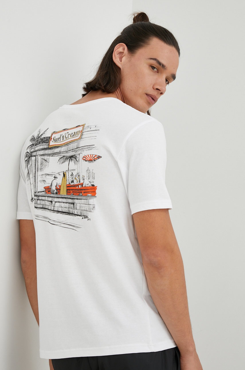 

Памучна тениска Billabong в бяло с принт, Бял